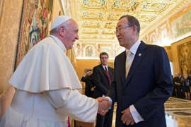 Pope Francis and UN secretary general Ban Ki-moon