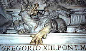 Shield of Pope Gregory displayed in Vatican - Dragon